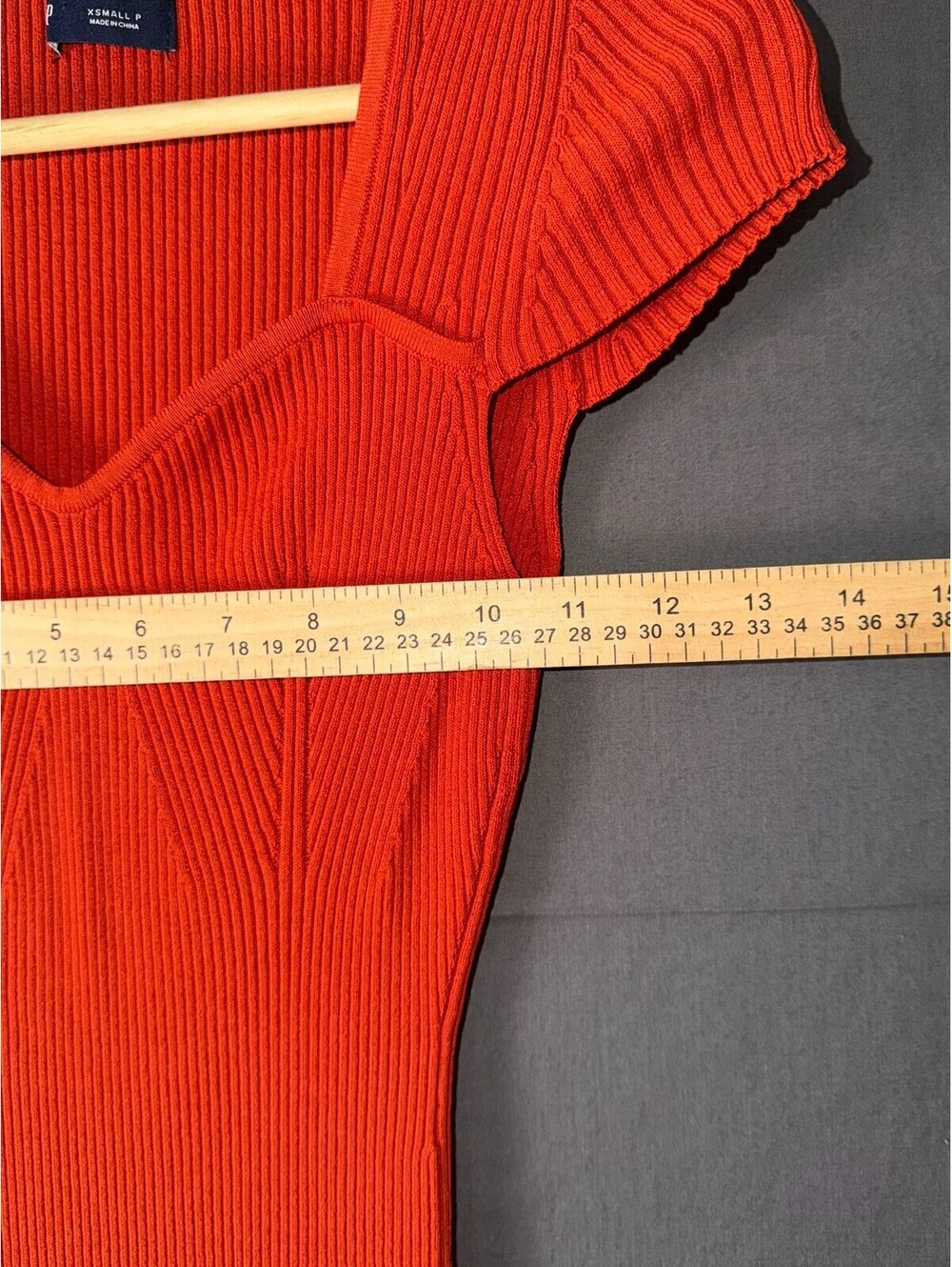 GAP Womens XS Orange Ribbed Knit Sweetheart Neck Cap Sleeve Midi Dress - Picture 3 of 6